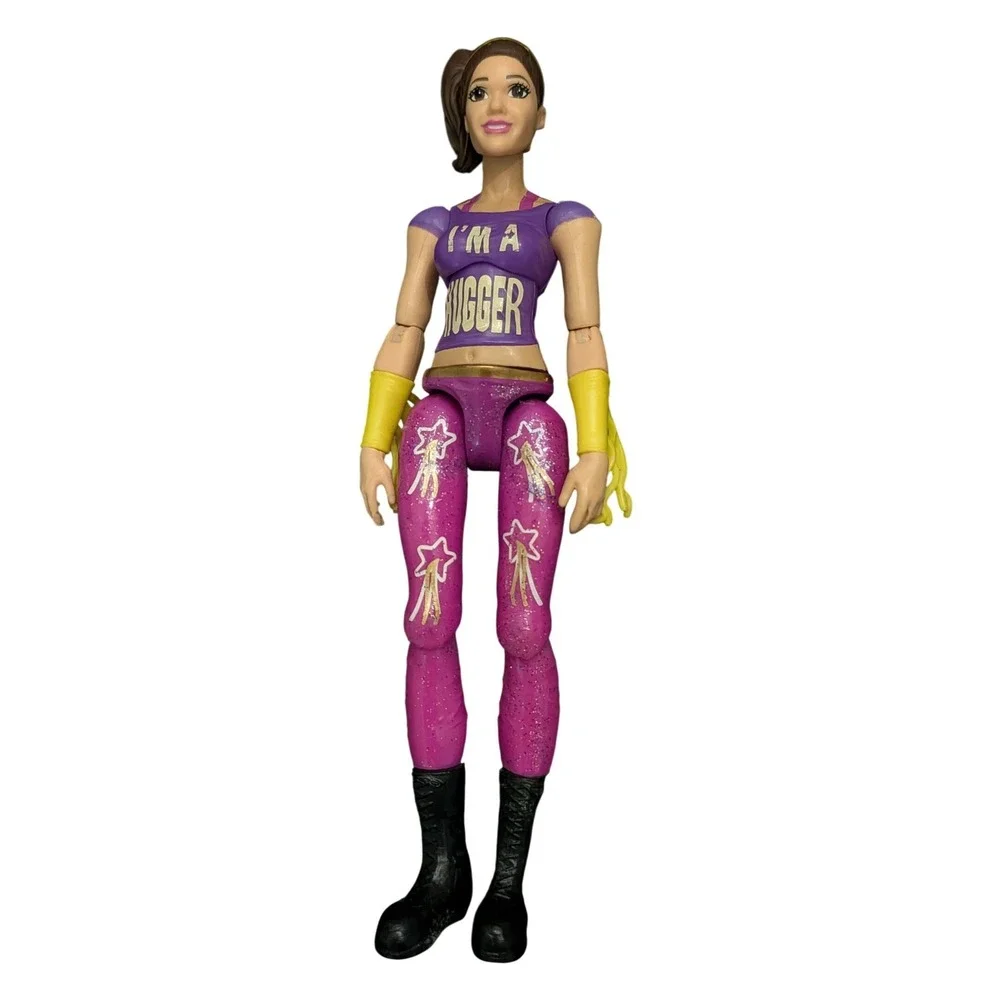 WWE Bayley Action Figure Mattel Im A Hugger Purple Pink Star Tights Wrestling